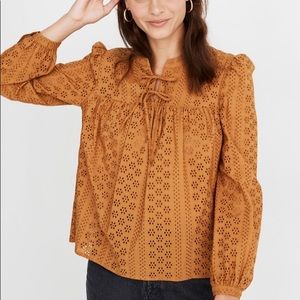 NWT Madewell Eyelet Double Tie Top